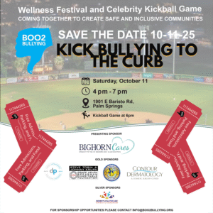 Kick bullying event flyer with details.